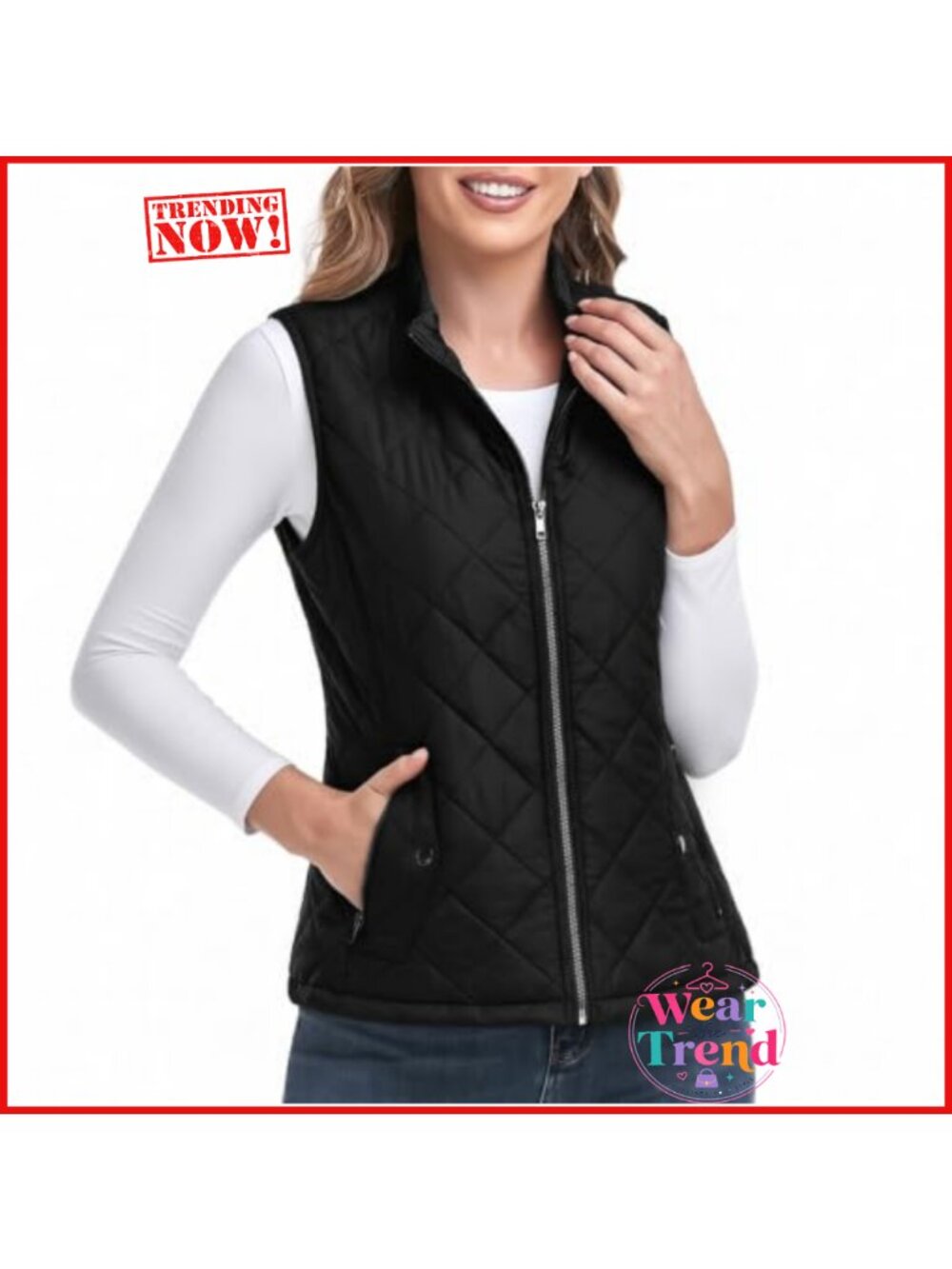 Lightweight Packable Quilted Vest Sleeveless Gilet Zip Pockets